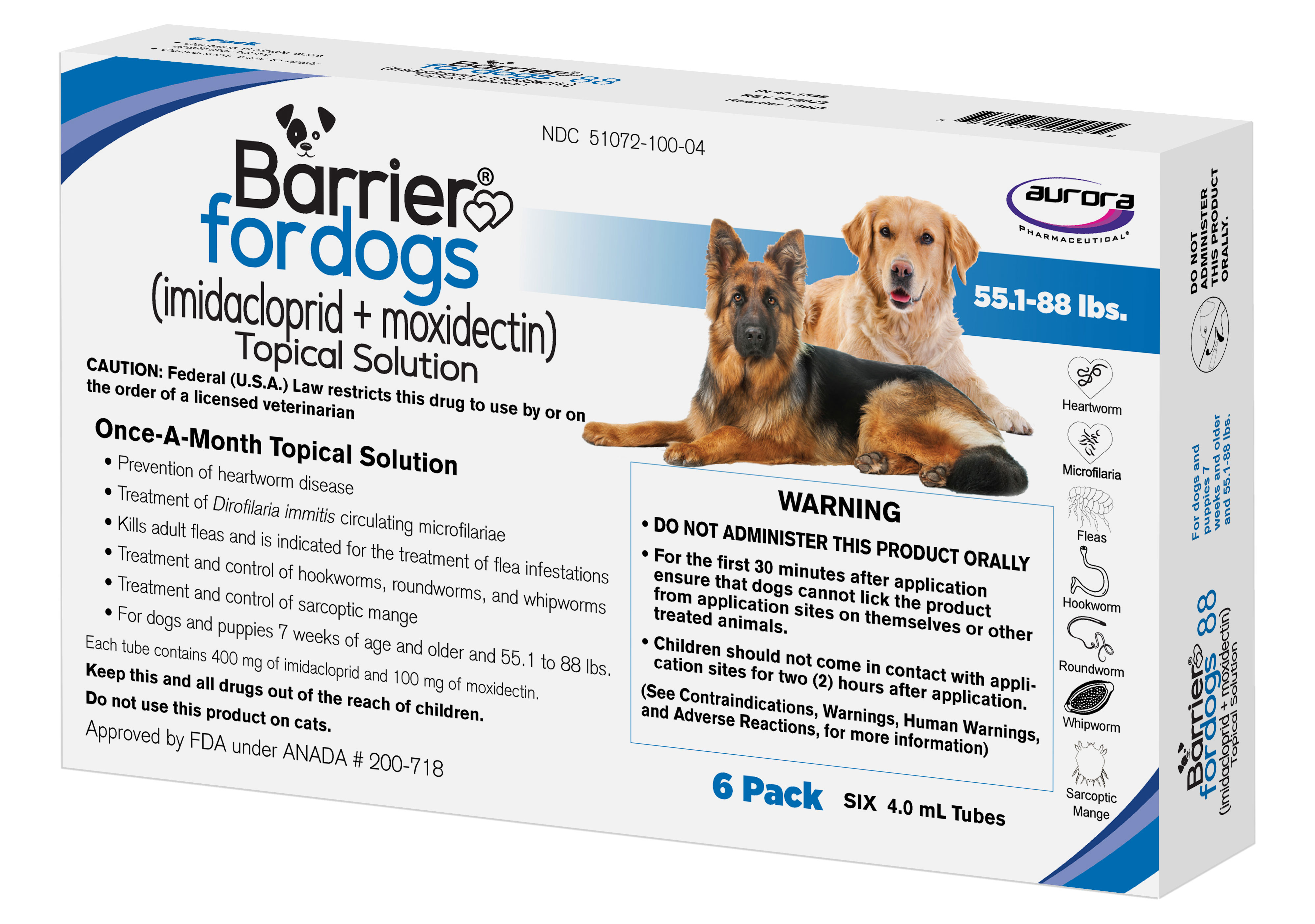 BARRIER FOR DOGS 55.1-88LBS LARGE 6 PACK GEN ADVANTAGE MULTI