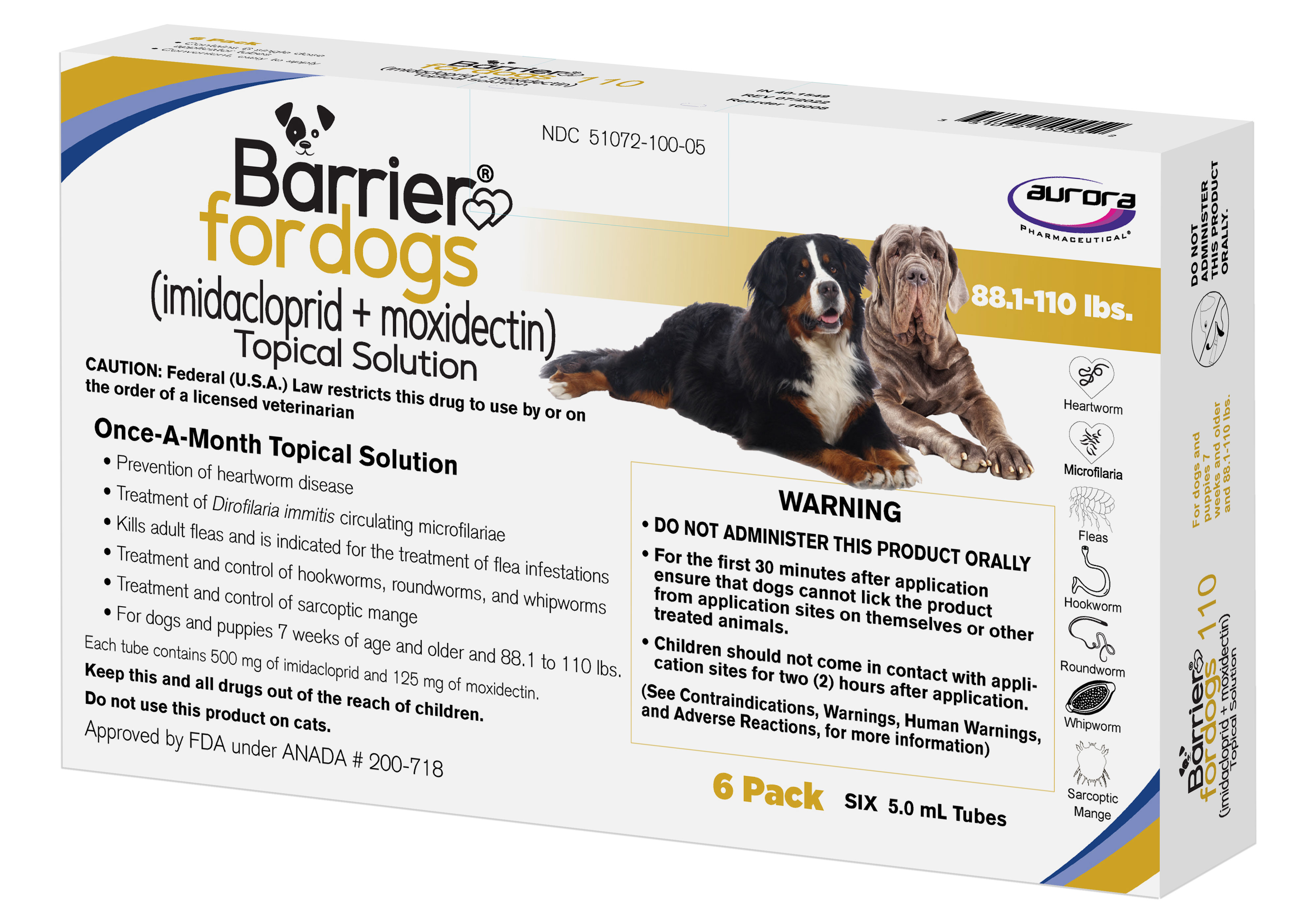 BARRIER FOR DOGS 88.1-110LBS EXTRA LGE 6 PACK GEN ADVT MULTI