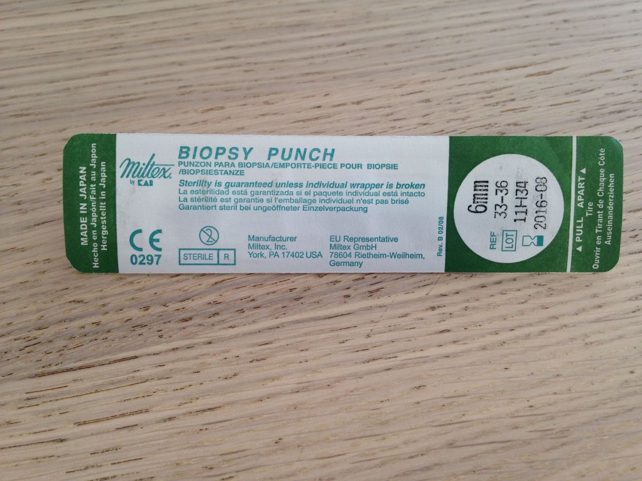 BIOPSY PUNCH 6MM EACH  DISPOSABLE